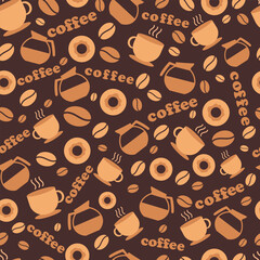 Seamless pattern background with cups and beans