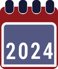 Page of calendar displaying year 2024. Illustration, vector