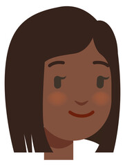 Black girl portrait. Young female cartoon head