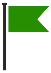 Green flag icon. Pin pole color symbol