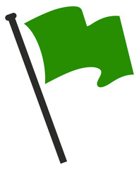 Waving flag flat color icon. Sport sign