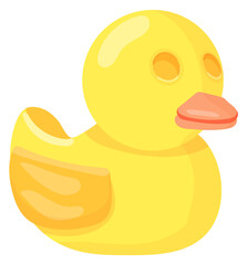Yellow rubber duck. Cartoon bath toy icon