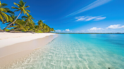 Paradise Found: A Tropical Escape of White Sands, Crystal Waters, and Azure Skies. Generative AI
