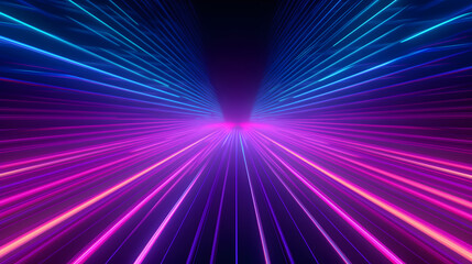 3d render, abstract minimal neon background, pink blue neon lines going up, glowing in ultraviolet spectrum. Cyber space. Laser show. Futuristic. AI generative.