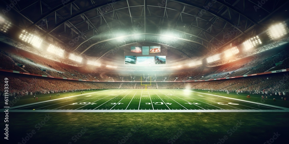 Wall mural ai generated. ai generative. american football rugby arena stadium competition tournament. fit game 