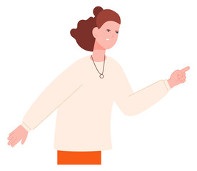 Arguing woman. Angry person in conflict. Shouting character