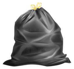 Realistic garbage bag full of waste. Trash sack mockup