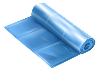 Garbage bag mockup. Realistic blue plastic sack roll