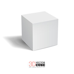 3d white cube on a light background. White box. Vector for your graphic design.