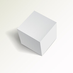 3d white cube on a light background. White box. Vector for your graphic design.