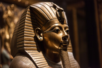 Impressive stone statue of an egyptian king. Ai generated