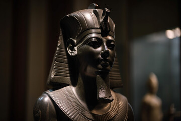 Impressive stone statue of an egyptian king. Ai generated