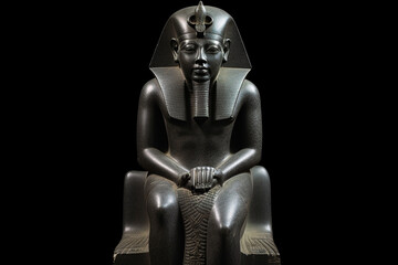 Impressive stone statue of an egyptian king. Ai generated