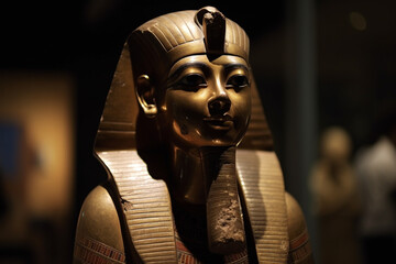 Impressive stone statue of an egyptian king. Ai generated