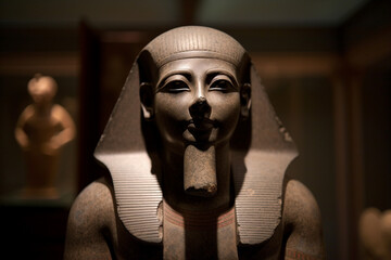 Impressive stone statue of an egyptian king. Ai generated