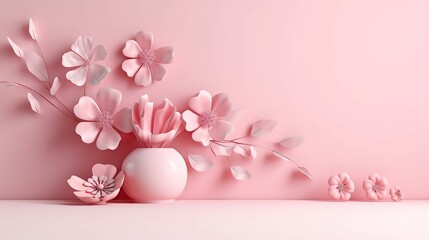 Fototapeta na wymiar Flowers decoration background 3D. Generative AI