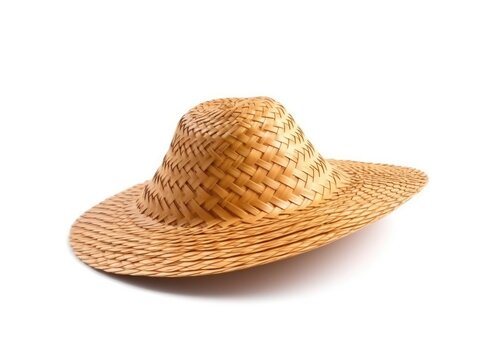 Boater straw hat flying isolated on white created with Generative Al technology