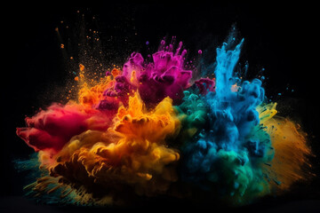 Creative powder splash of color. Ai generated