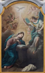 Foto op Plexiglas NAPLES, ITALY - APRIL 24, 2023: The painting of Annunciation in the church Chiesa di San Giuseppe a Chiaia by Antonio Sarnelli (1712 - 1800). © Renáta Sedmáková
