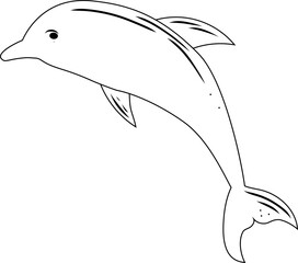 Sea dolphin illustration in line. Element for print, postcard and poster, vector illustration
