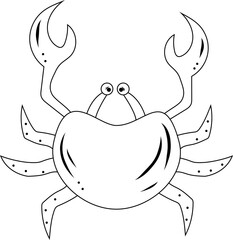 Sea crab illustration in line. Element for print, postcard and poster, vector illustration
