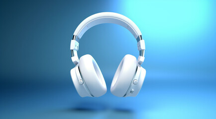 Fototapeta na wymiar headphones on blue background generativa IA