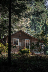 Fototapeta na wymiar Cozy cabin in the woods getaway