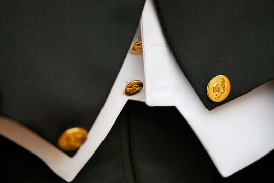 militar, botones, dorado, traje, chaqueta
