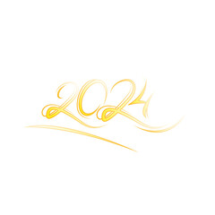Lettering 2024 with neon golden on transparent background. Vector glitter design element for holiday cards, Christmas or New Year banner, poster, web. Happy New Year 2014 Text Design Vector Template