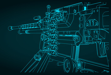 Heavy machine gun close up illustration