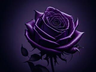 Vintage Classic deep violet rose bouquet on black background. ai generative