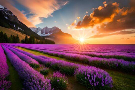 lavender field at sunrise © nomi_creative