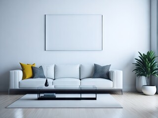 Modern living room with vacant white wall. ai generative