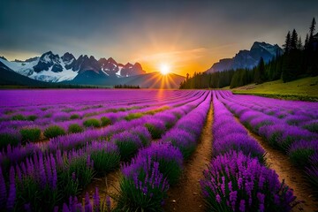 lavender field at sunset