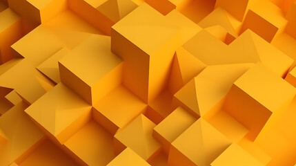 Abstract 3d animation, yellow geometric background