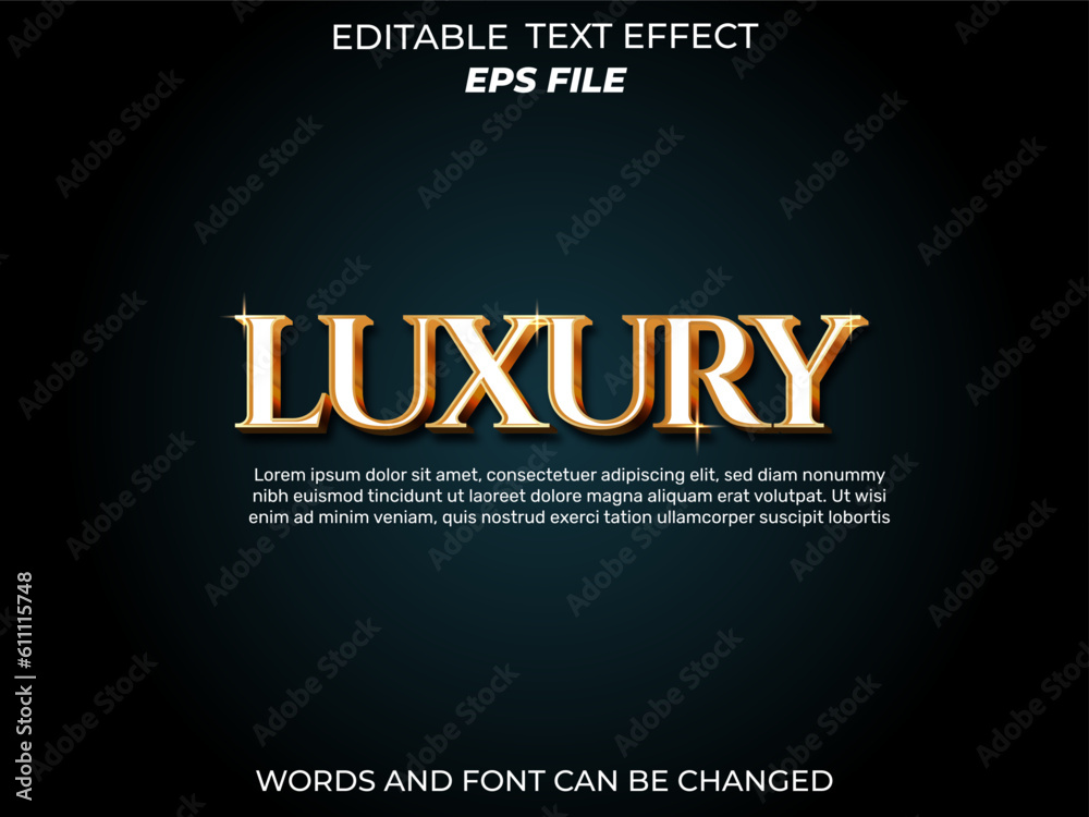 Wall mural luxury text effect, font editable, typography, 3d text. vector template - Wall murals