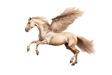 Fototapeta na wymiar a majestic Pegasus, winged horse, flying, Mythology-themed, photorealistic illustrations in a PNG, cutout, and isolated. Generative AI