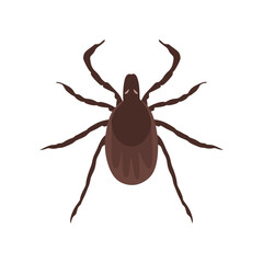 Ixodes scapularis isolated. The parasite is known as the deer tick or black-legged tick. Flat cartoon vector illustration isolated on white background