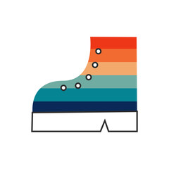 Rainbow boot. Happy pride symbol in lgbt flag colors. Gay queer element in retro vintage style. Vector flat illustration.