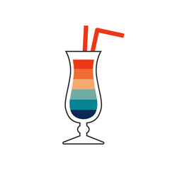 Rainbow cocktail. Happy pride symbol in lgbt flag colors. Gay queer element in retro vintage style. Vector flat illustration.