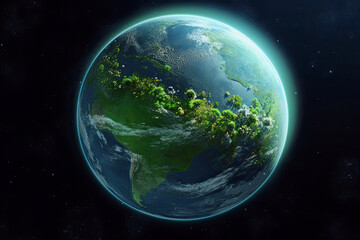 green futuristic planet earth, generative ai illustration