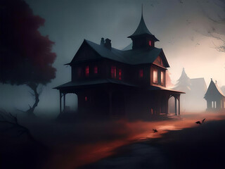 Fototapeta na wymiar haunted house in the woods