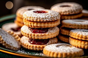 Close-up of Linzer cookies