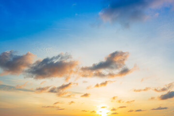 Naklejka na ściany i meble clouds and orange sky,panoramic sunset sky and clouds background