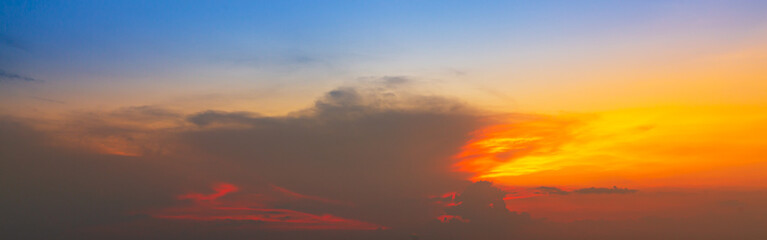 clouds and orange sky,panoramic sunset sky and clouds background