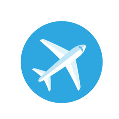 airplane icon on blue background. airplane symbol for web sites and mobile applications vector. flat design