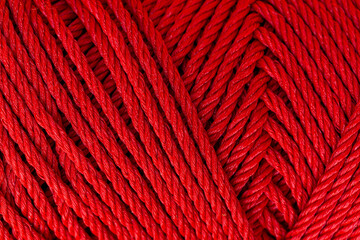 Red macro rope background,Climbing rope. Colorful climbing rope. 