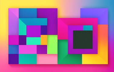 Abstract background with colorful geometric shapes.Illustration for your design. Generative AI.