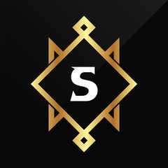 S Initial luxury gold Letter Type Logo Sign Symbol Icon Simple Elegance