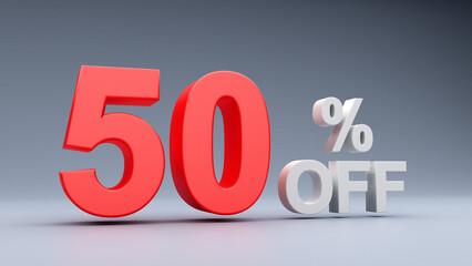 Percent Sale Text in 3D with White Background	
